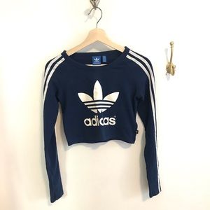 Blue adidas cropped long sleeve